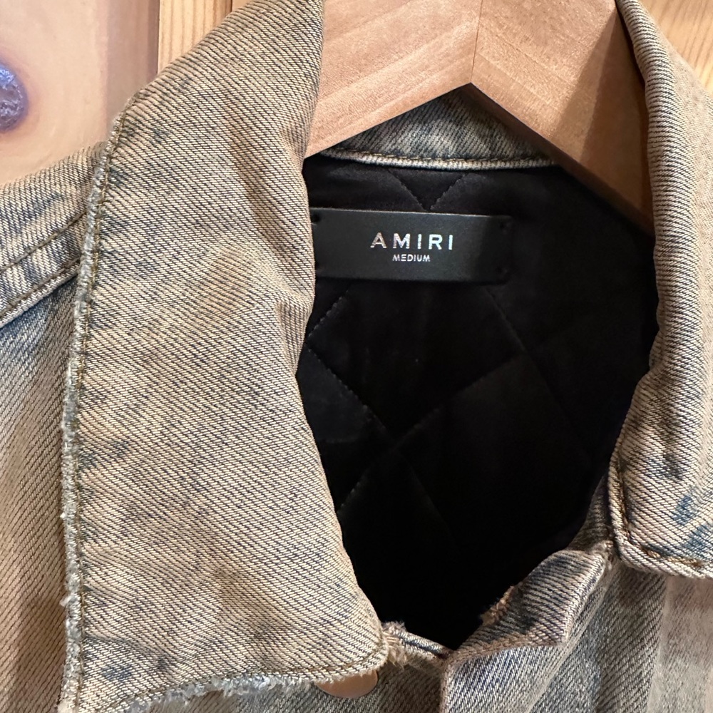 AMIRI Oversized Denim Jacket w/Contrast Sleeves - Picture 2 of 6